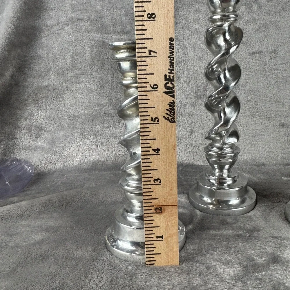 Vintage Silver Barley Twist Candlestick Holders Set of 3 Spiral Taper Pillars